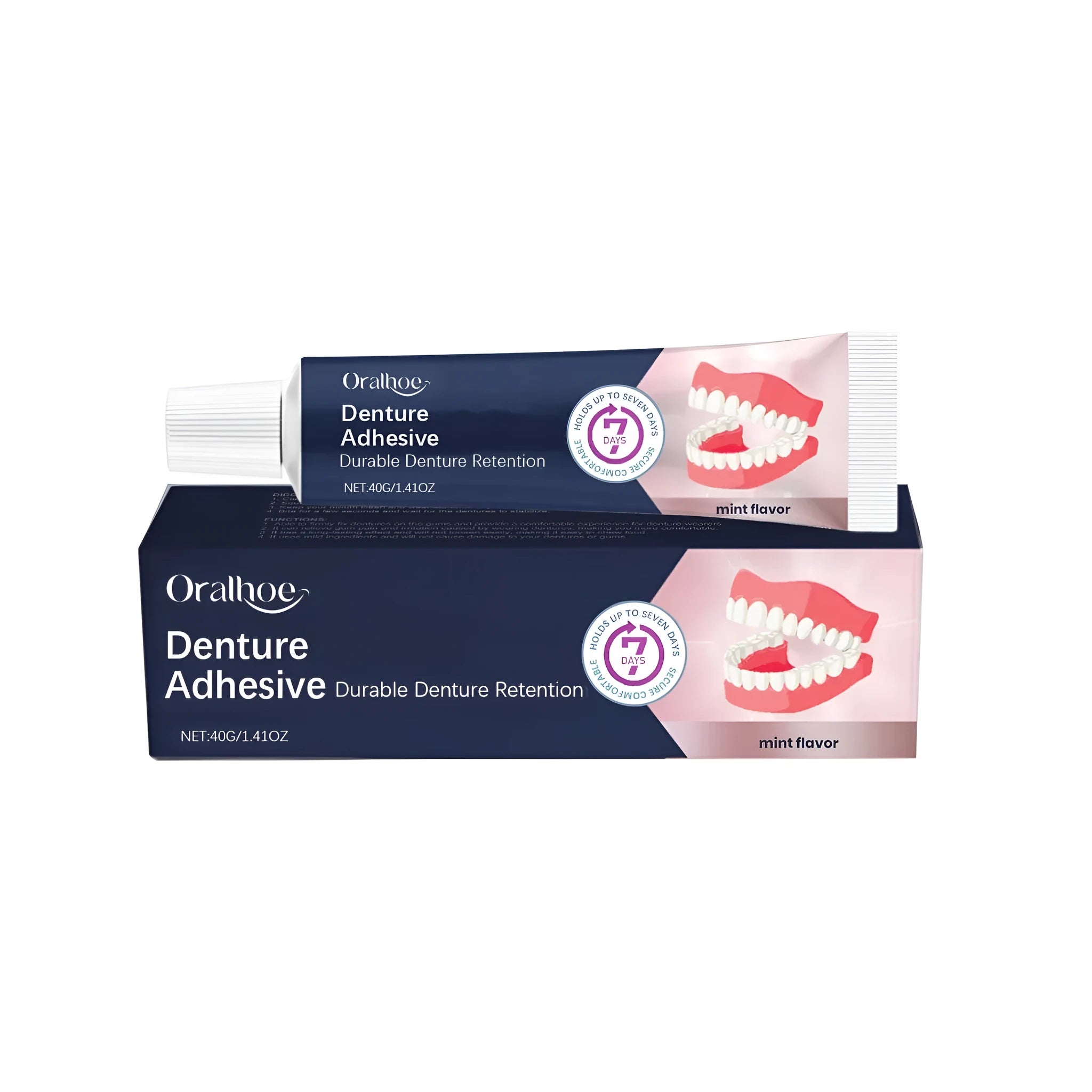 40g tube of denture fixing adhesive cream with menthol