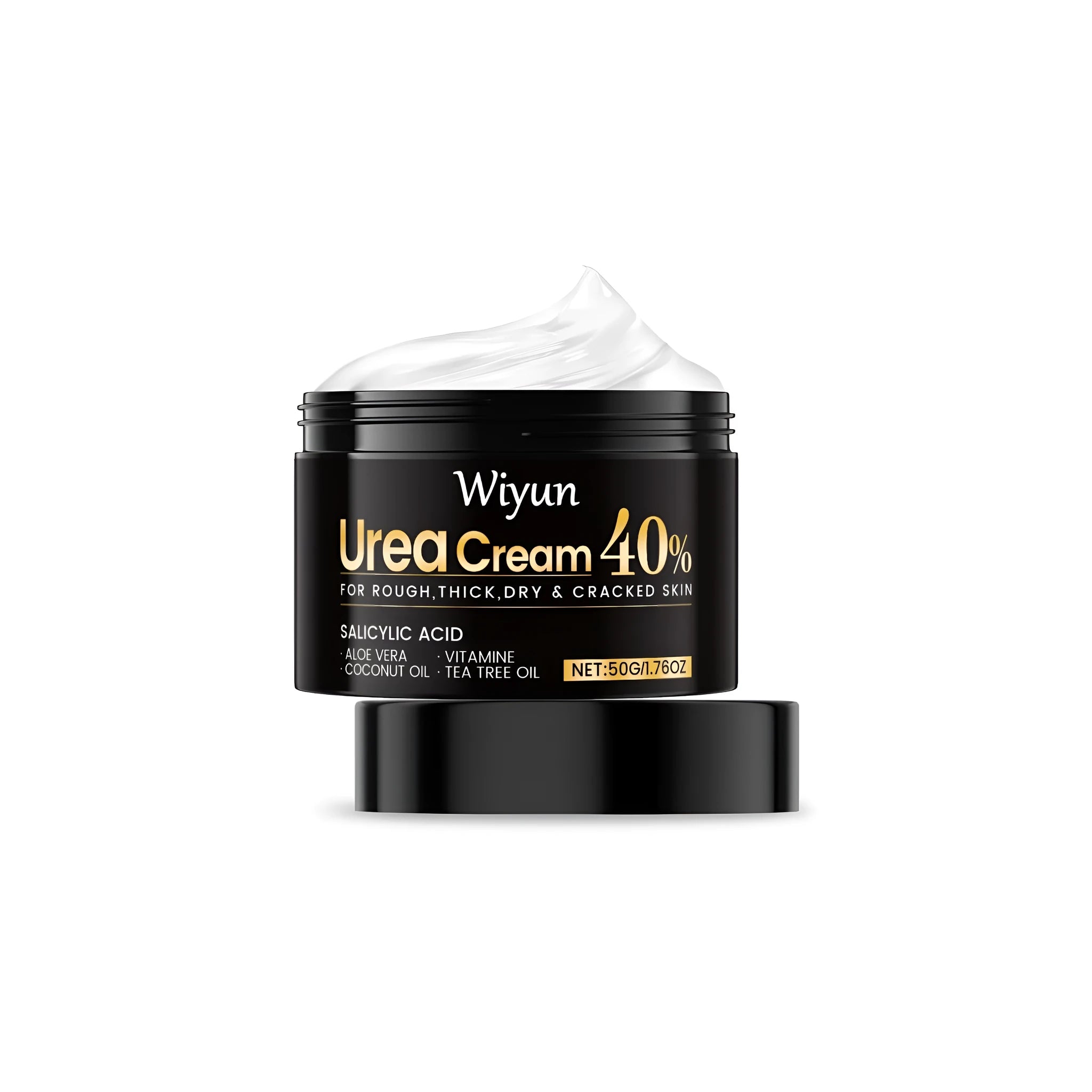 A 50g pump pack bottle of urea hand and foot cream for dry skin treatment.
