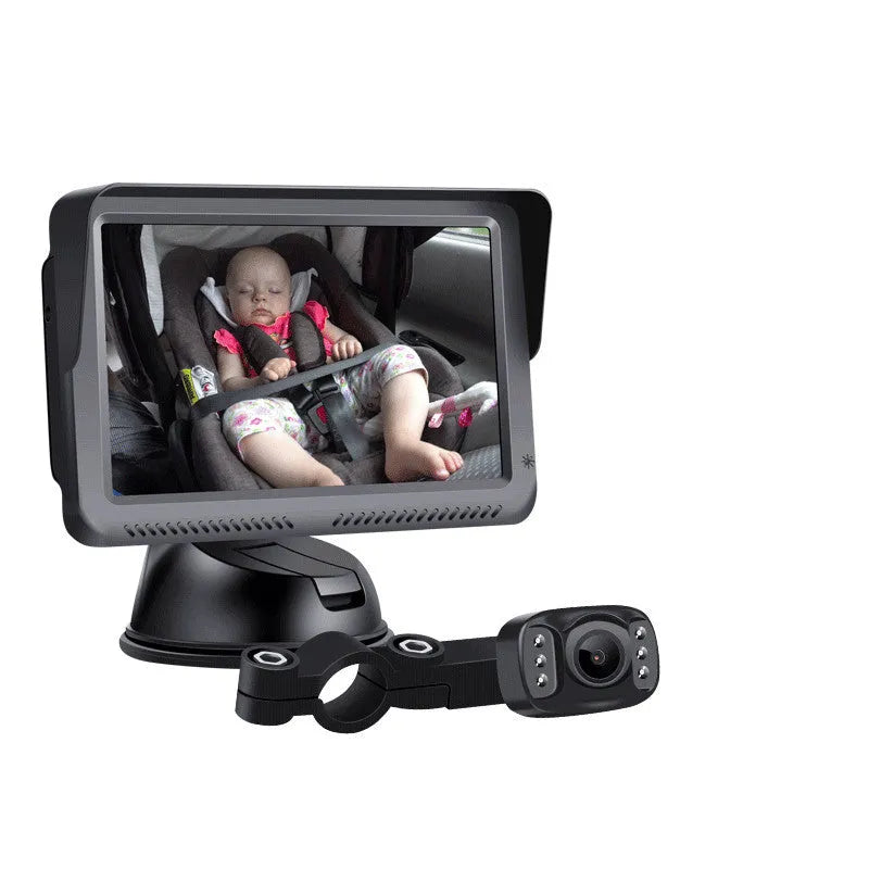 5-inch AHD car monitor with infrared night vision camera for baby monitoring, 1080P, 110-degree viewing angle