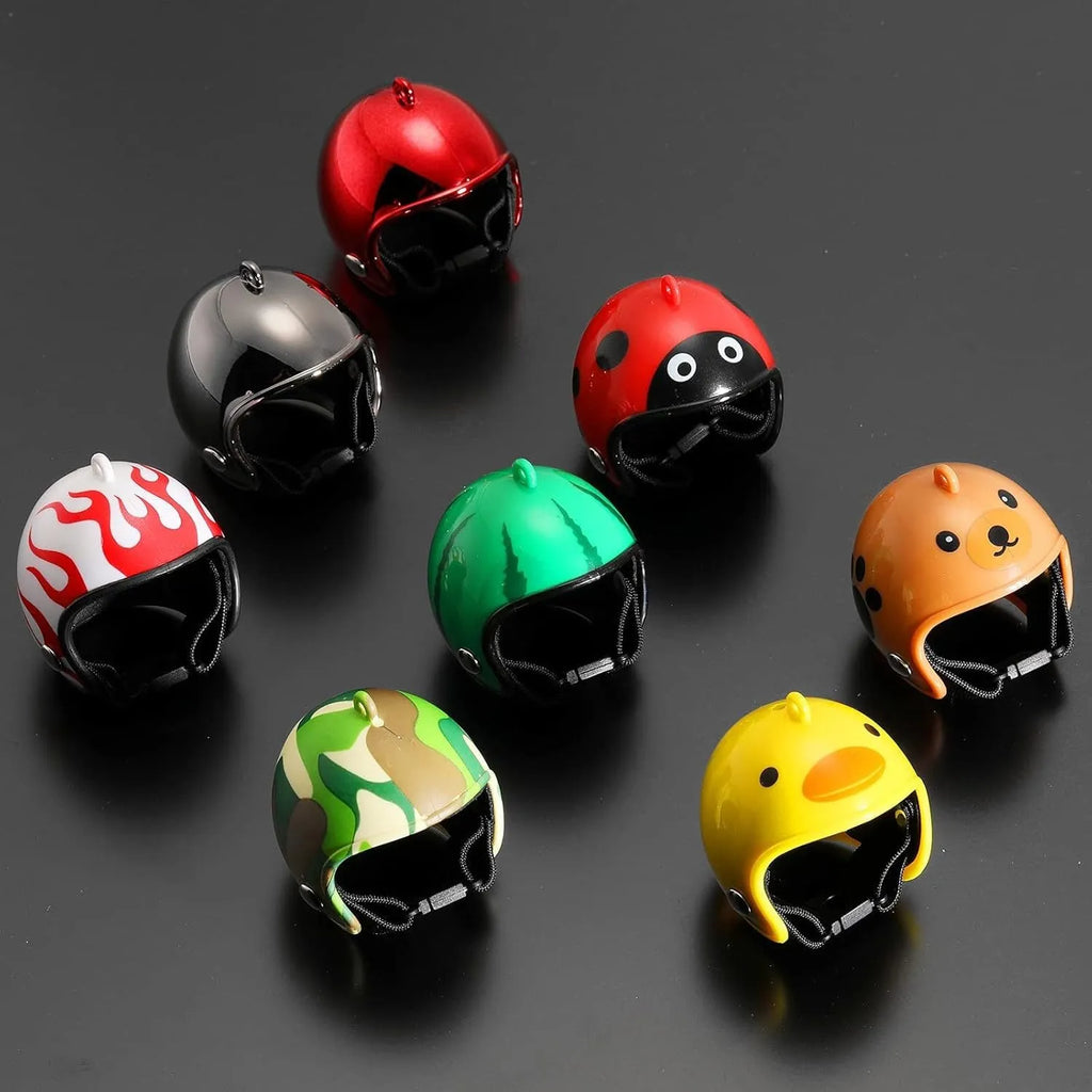 Adjustable pet safety helmet for small chickens and birds with elastic bands
