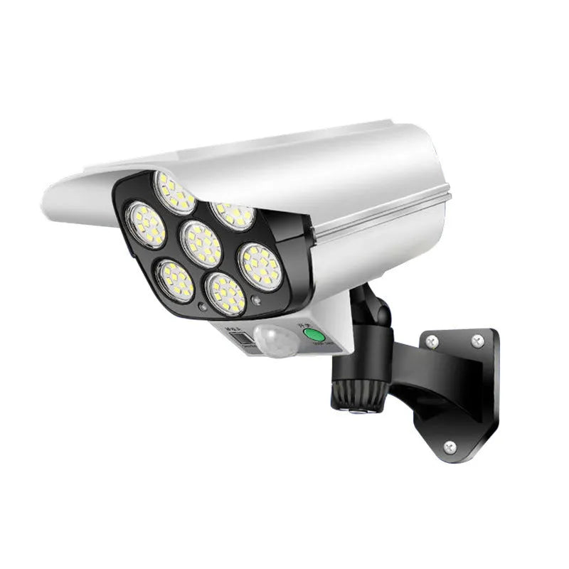 Round abstract design solar-powered outdoor LED wall light with motion sensor for courtyards.