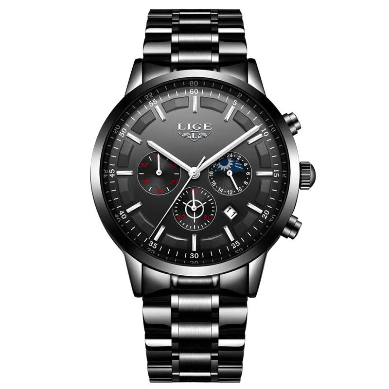 Men's waterproof quartz sports watch with 12mm thickness case in four colour options
