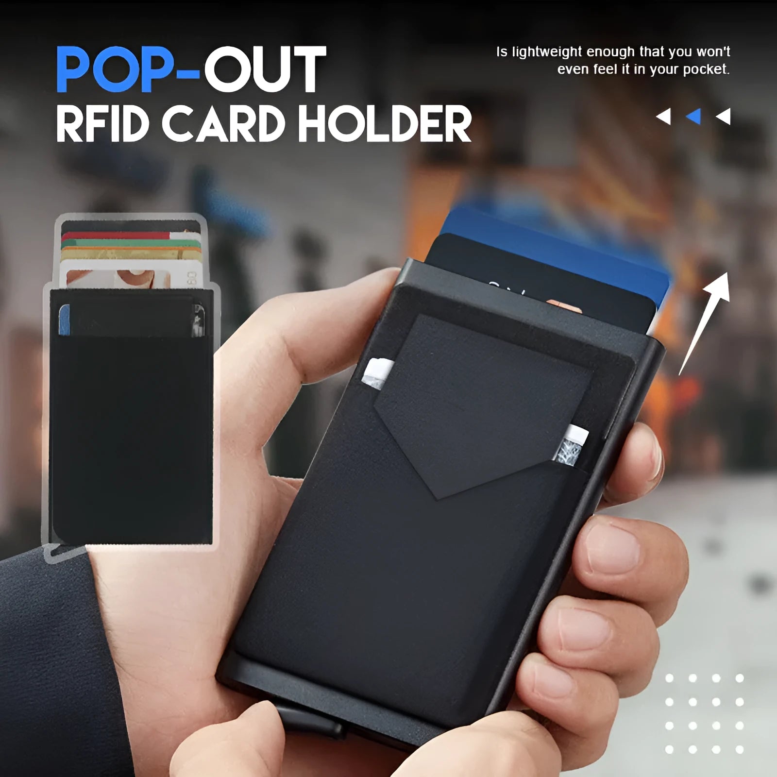 Slim aluminium metal credit card holder in frosted rose gold colour, showing front view.