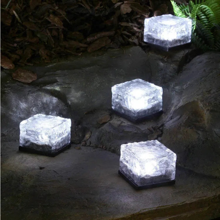Solar LED floor tile light 10x10cm acrylic top aluminium frame garden path lighting warm white