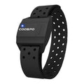 Black waterproof armband heart rate monitor, free size, made from ABS and TPU for cycling and workouts.