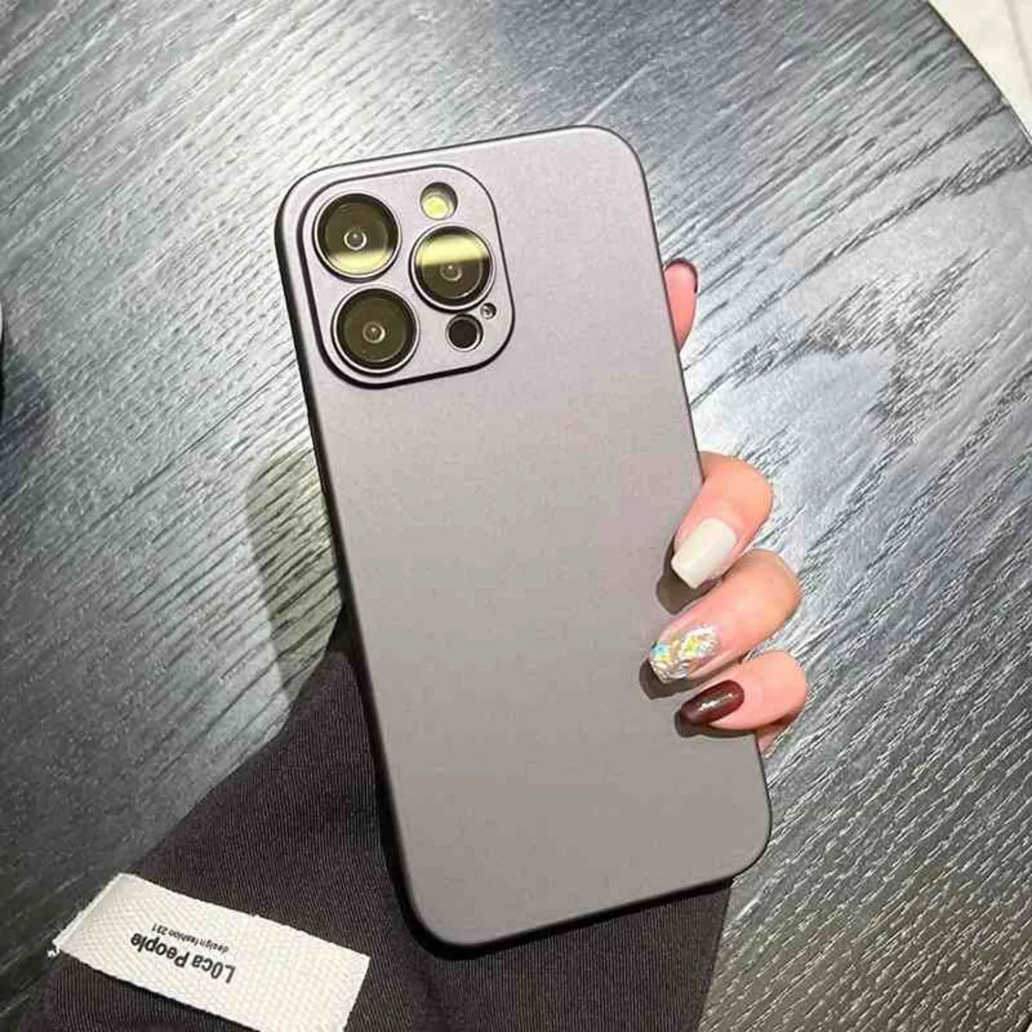 Ultra-thin frosted PC anti-fall case for iPhone in matte solid colour, with lens film