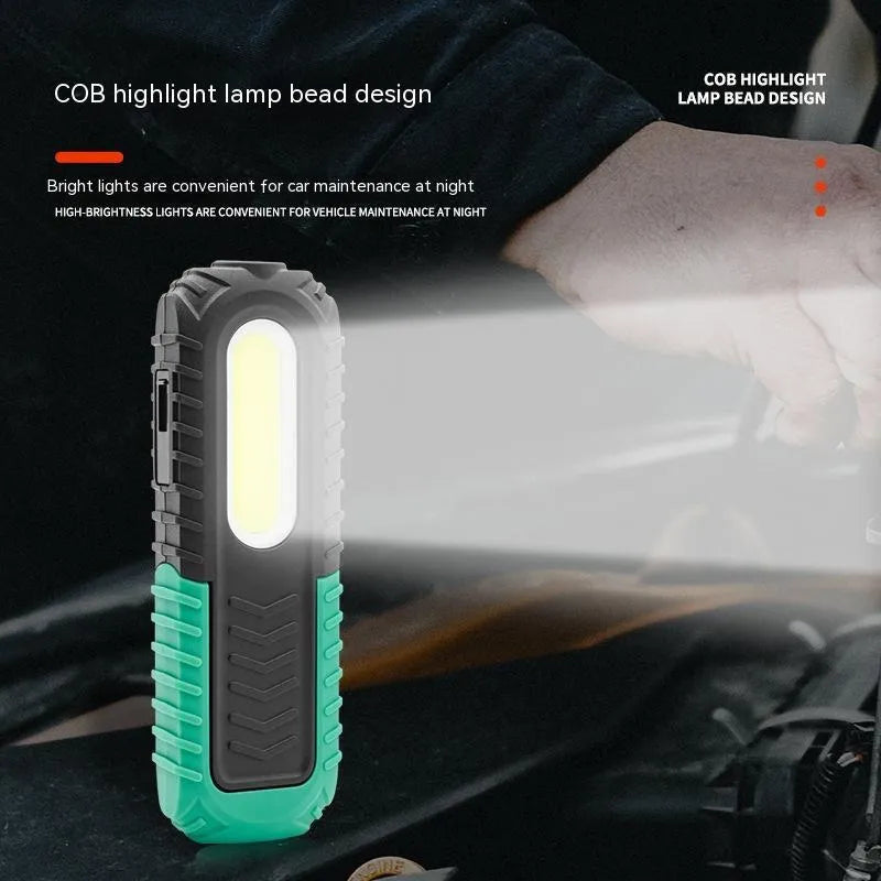 Black and green USB auto repair work light for vehicle inspection