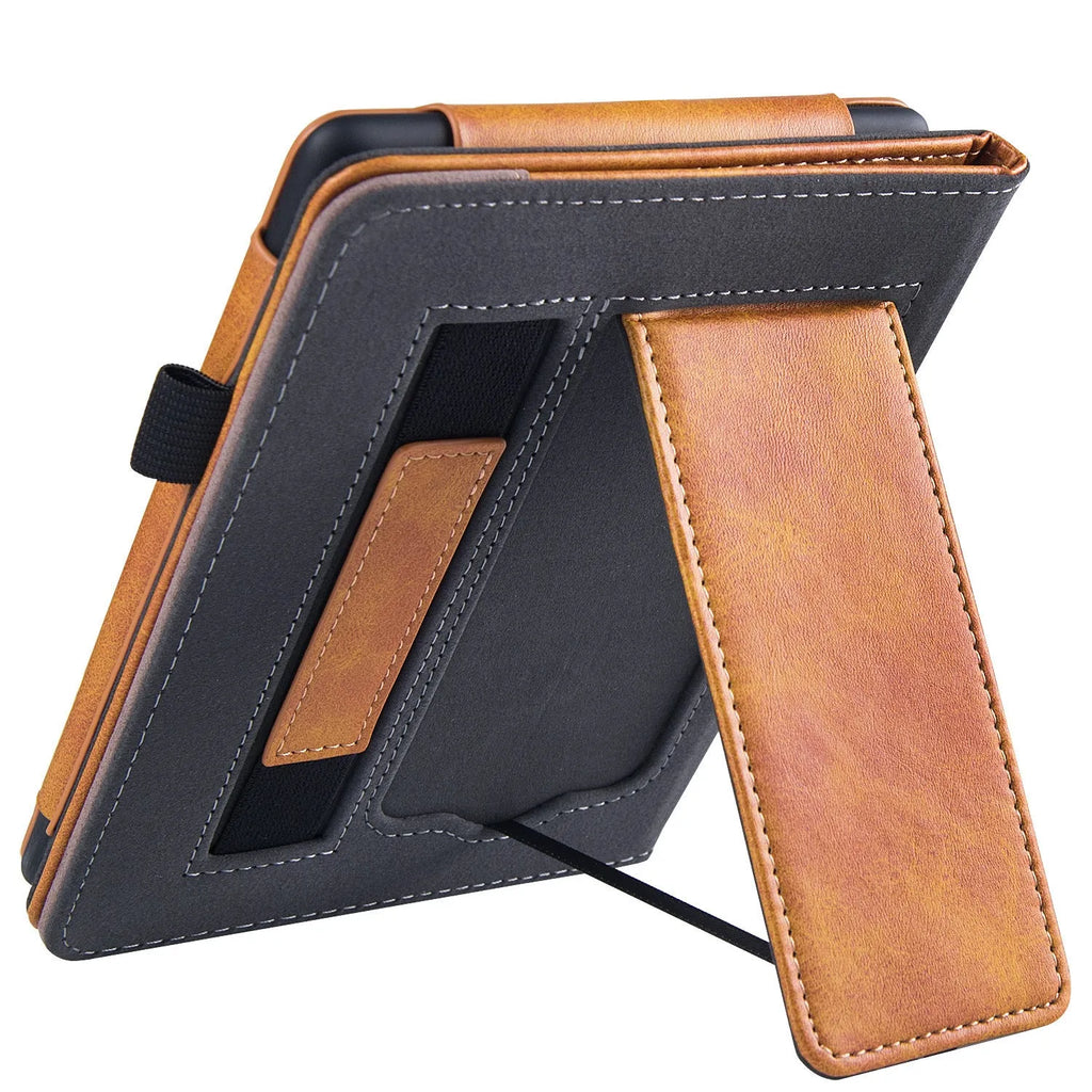 Kindle Paperwhite 11 leather case with wrist splint bracket in various colour options