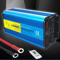 Blue 3000W pure sine wave car power inverter with digital display and remote control for UK sockets