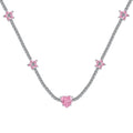 Women's 925 sterling silver tennis necklace with heart-shaped pendant and electroplated finish