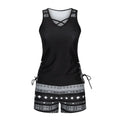 Women's separated swimwear set showing high-waist bikini bottoms and tied halter top in multiple colour options