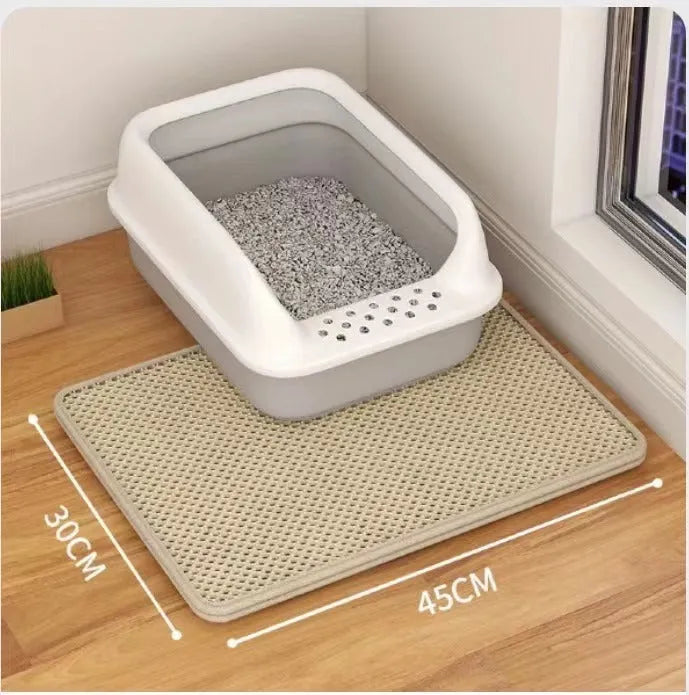 Cat litter mat double layer filter anti-bring out in black, 30x30 cm
