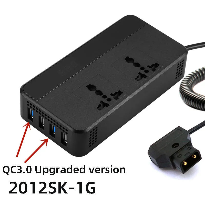 Automotive power inverter with PC fireproof casing, 149x74x35mm, dual USB ports