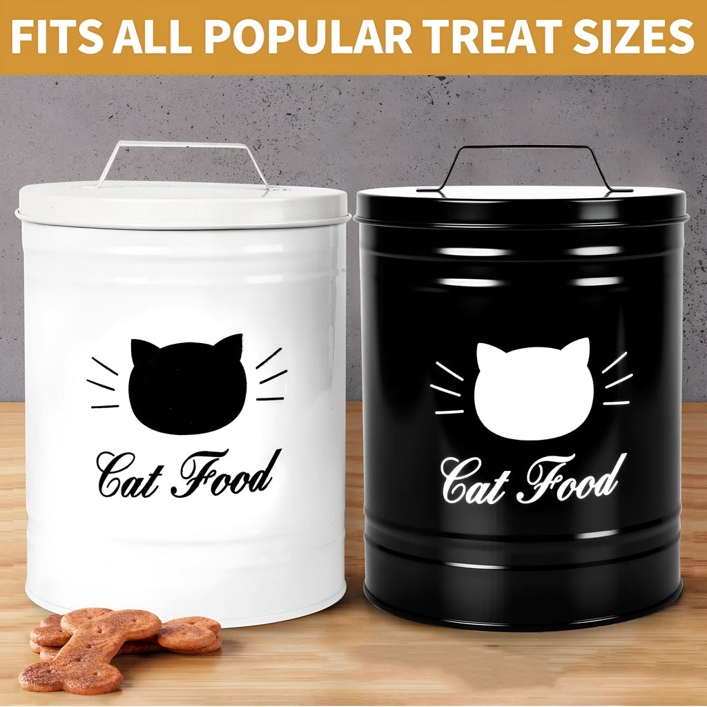 Black and white round iron sheet storage cans with 301-500ml capacity for pantry organisation.