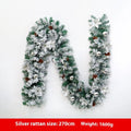 American-style PVC Christmas rattan garland with white flocking, shown draped in golden and red colour options.