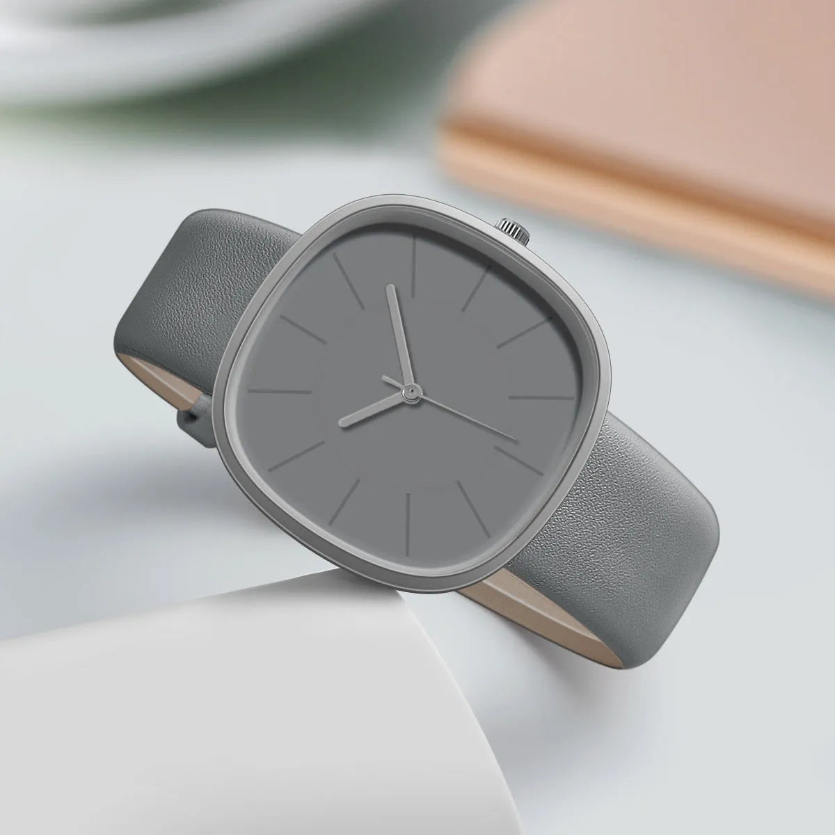 Square silicone strap watch, 10mm thick, organic glass mirror, stainless steel bottom, pin buckle, five colours