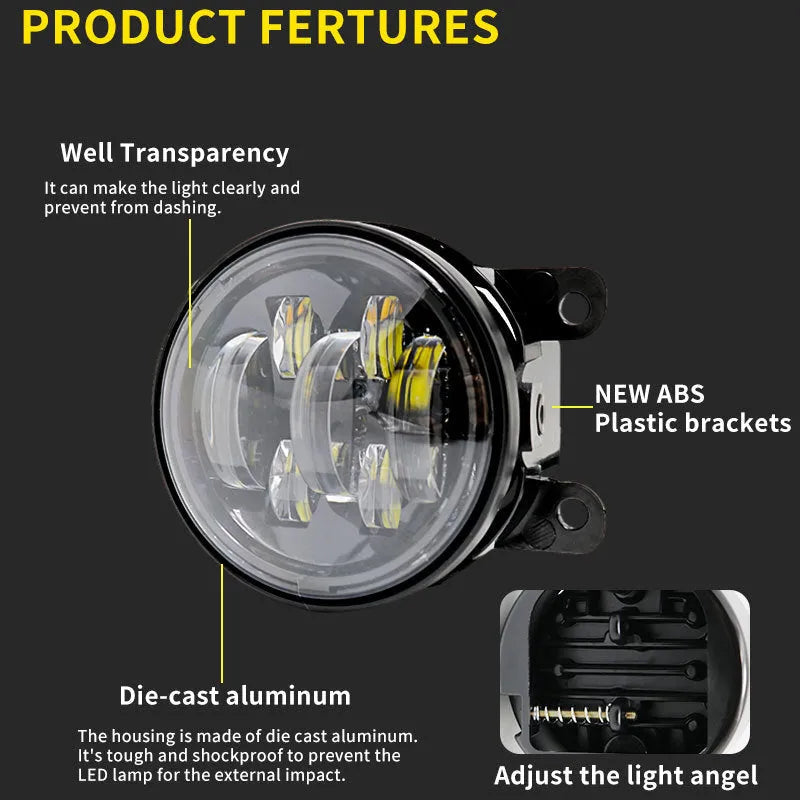 S Car Led Fog Light steering die-cast aluminium alloy PC lens 30W for LADA GRANTA KALINA LARGUS white yellow light
