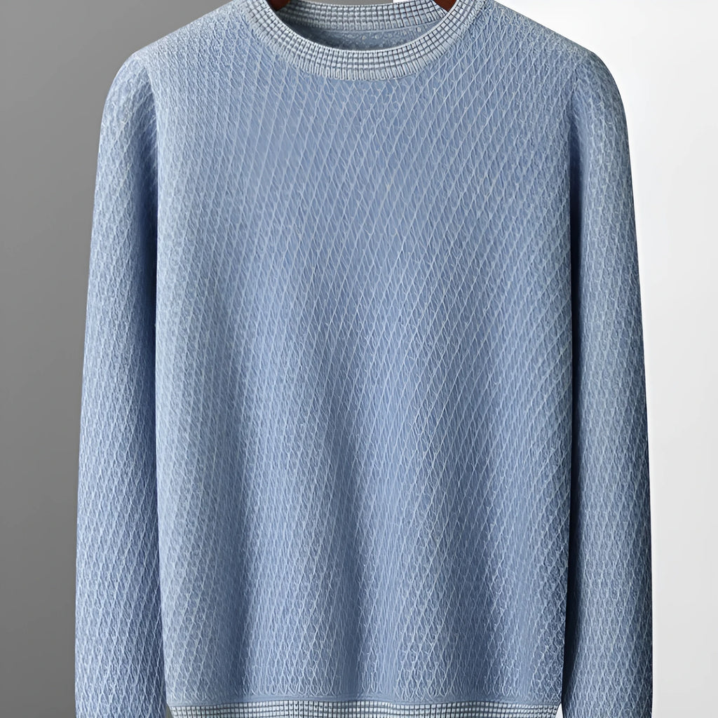 Round-neck thickened grid pullover sweater in loose fit, long-sleeve Korean style winter jumper, sizes S to XXL