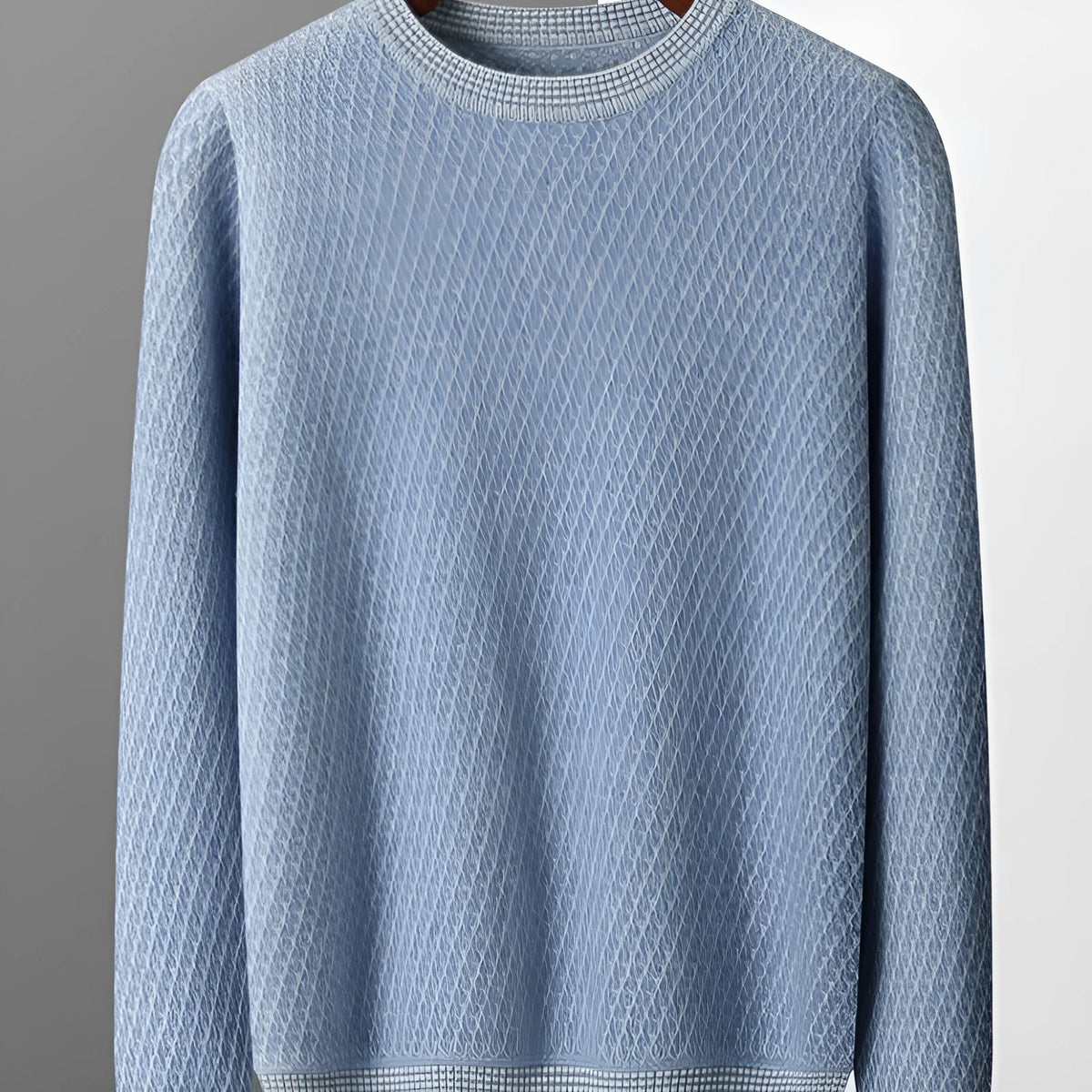 Round-neck thickened grid pullover sweater in loose fit, long-sleeve Korean style winter jumper, sizes S to XXL