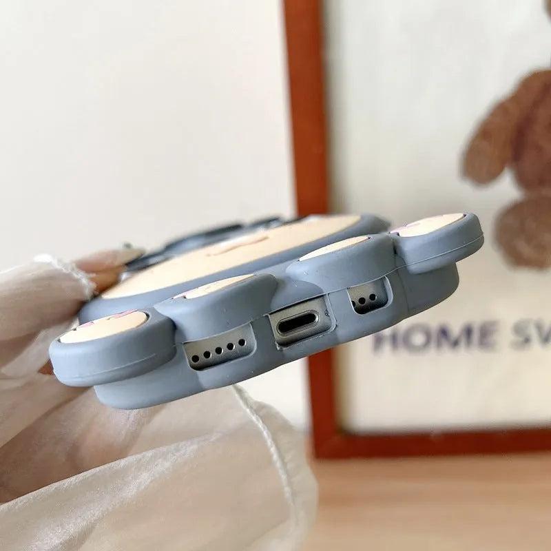 Gray silicone phone case with stereo cartoon little donkey design and epoxy finish for Apple iPhone