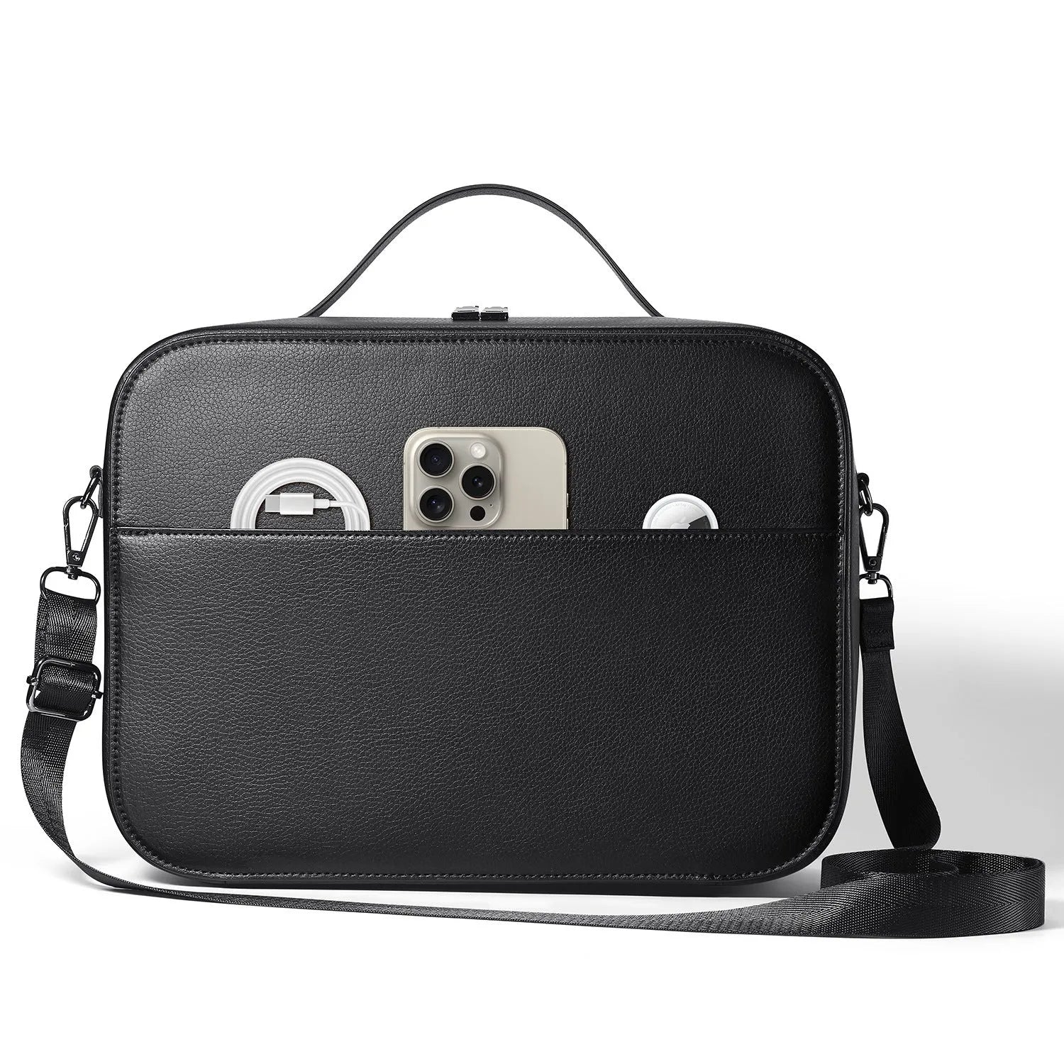 Black superfiber MR glasses storage box for Apple Vision Pro with dimensions shown.