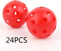 Multi-colour 42mm golf practice balls in a net pocket, showing red, orange, blue, green, white, and yellow balls.