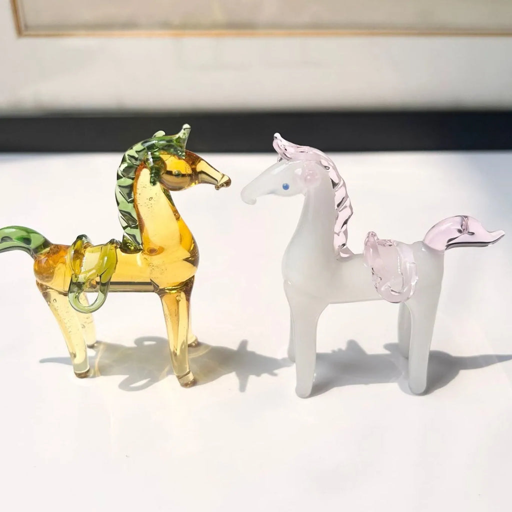 Glazed horse office decoration in modern minimalist style with coloured glaze construction