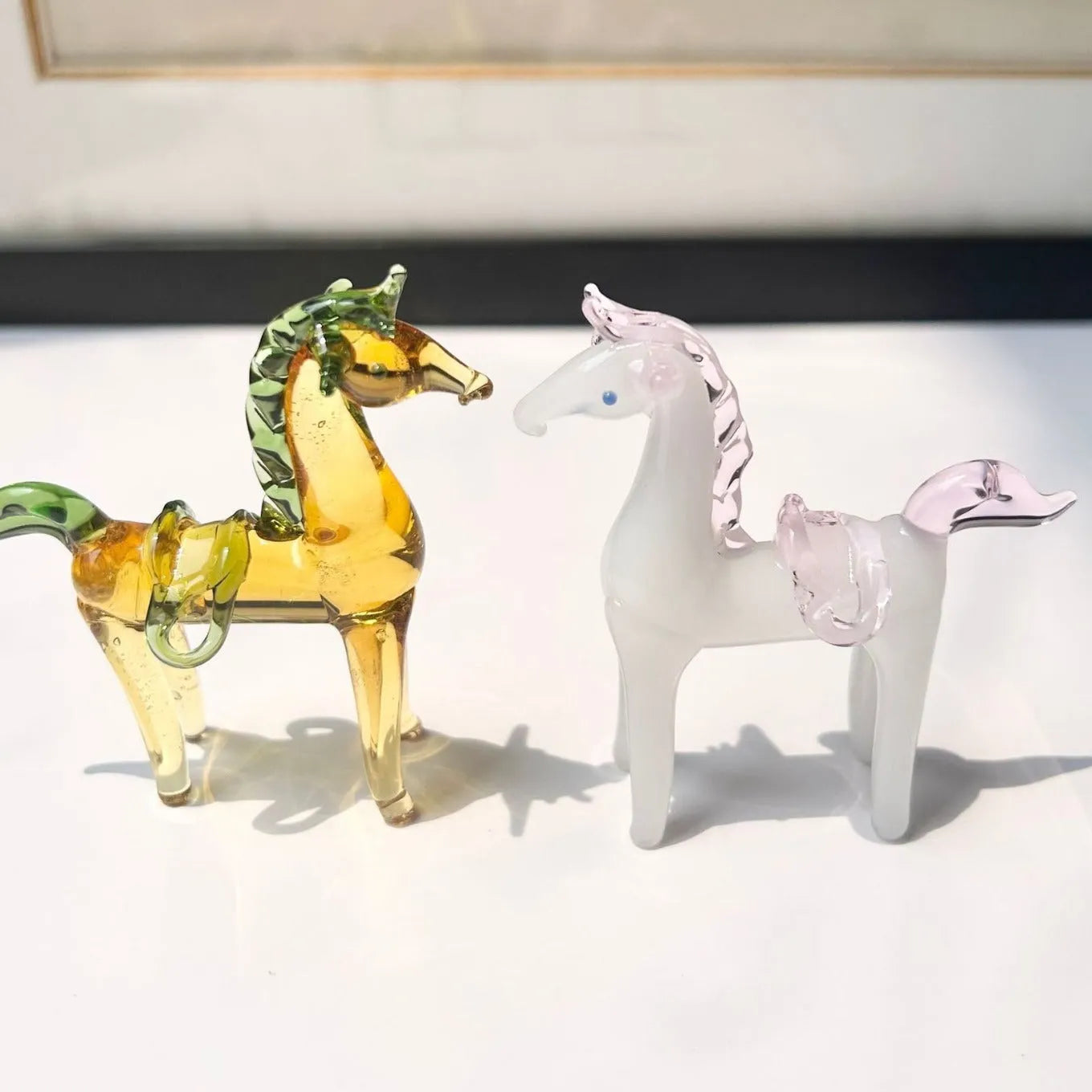 Glazed horse office decoration in modern minimalist style with coloured glaze construction