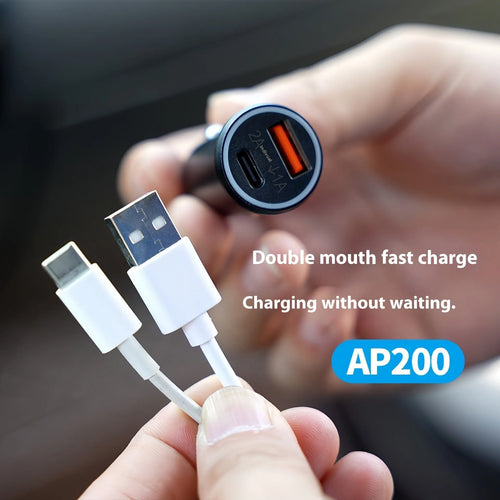 Black ABS plastic car charger GPS tracking device for plug-in vehicle location monitoring.
