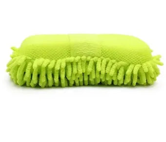 Silvery green chenille microfiber car wash sponge measuring 14x25cm