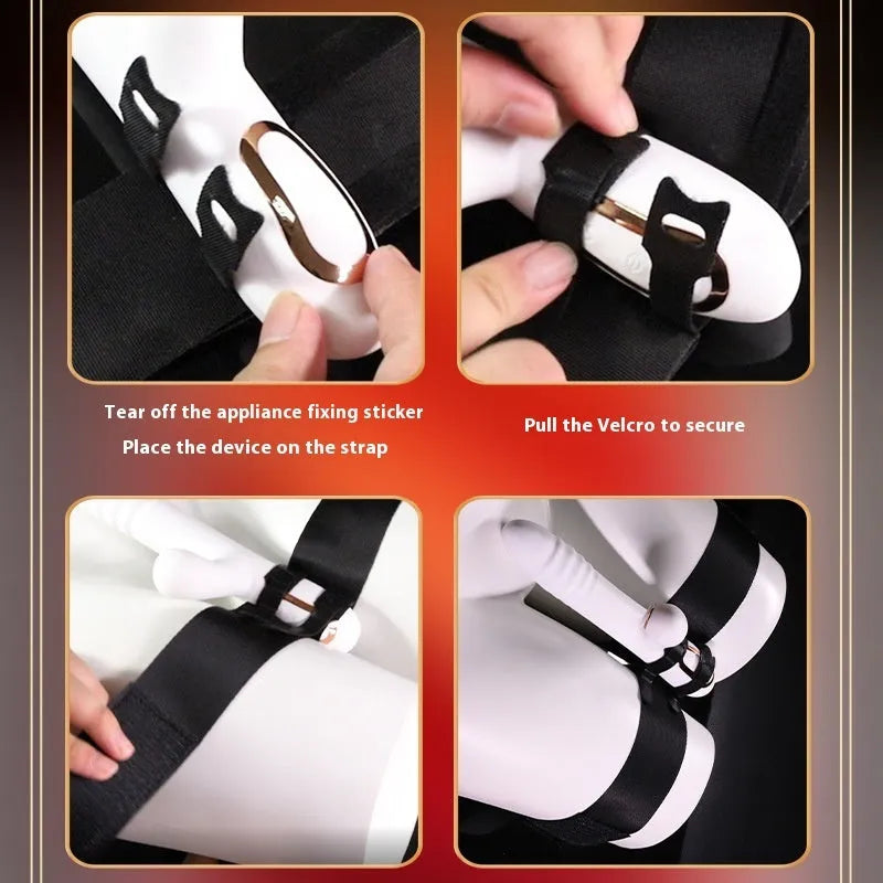 Black knitted belt strap for intimate toy tools