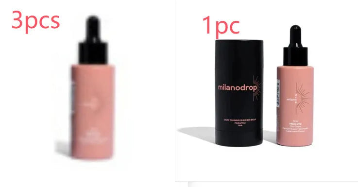Matte sun tanning black liquid set with 50ml drops bottle and 75ml flash cream bottle.