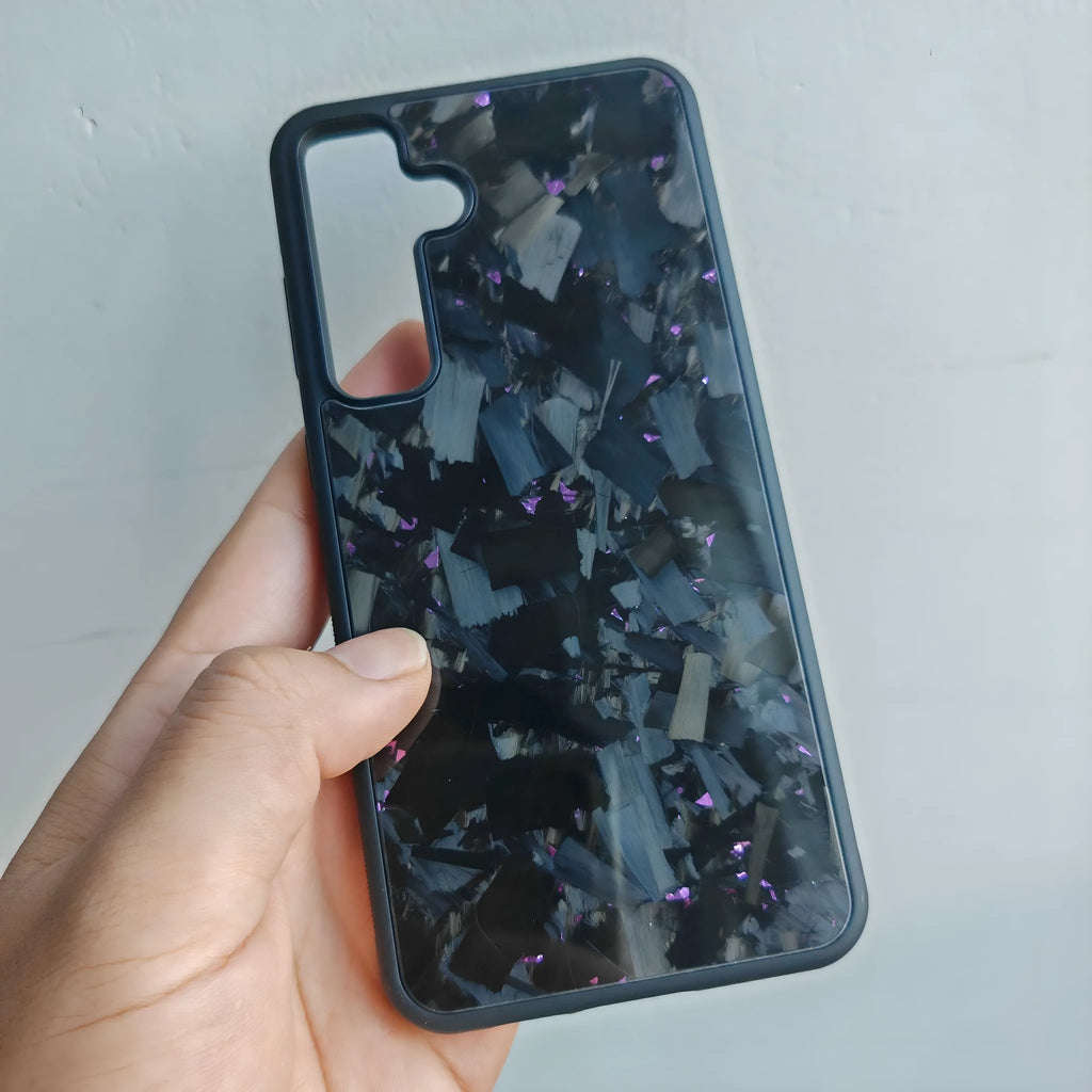 Magnetic forged carbon fiber Samsung phone case in pink yellow red green blue black for S23 Ultra to S25 Ultra