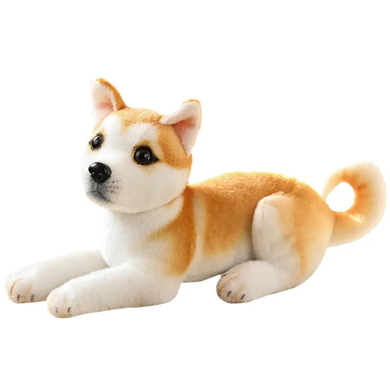 Simulation puppy plush doll in husky, spotty dog, Akita or Beagle design, 25cm or 32cm, lying sitting or standing