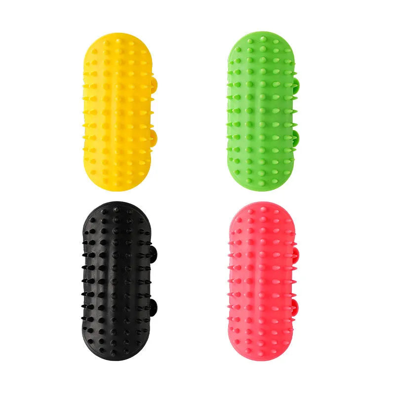 Silicone cat scratching massage comb with adjustable strap in multiple colours