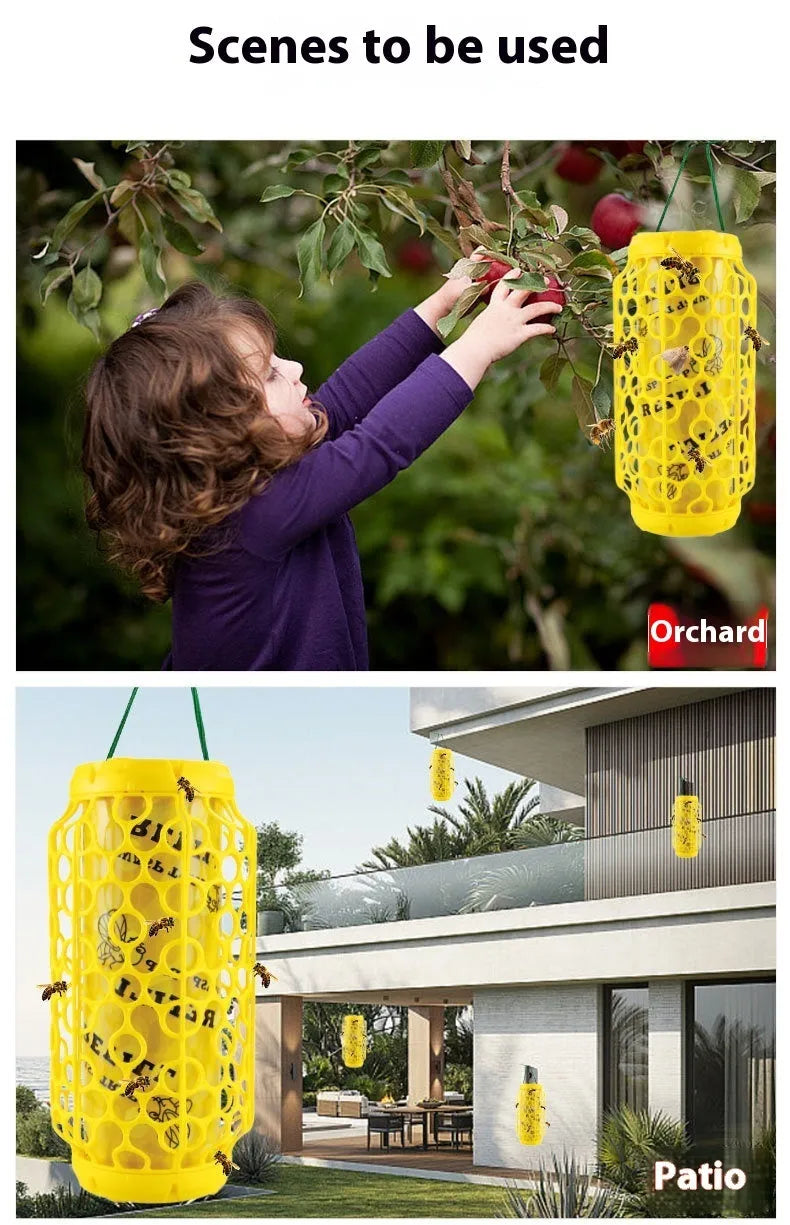 Hanging hornet catcher with sticky catchers and outer mesh, made from PP, for outdoor insect control