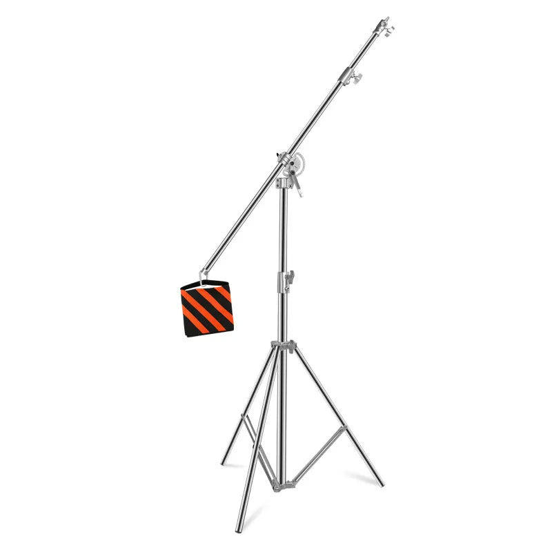 Silver stainless steel ceiling lamp rack with cross arm for mounting multiple lighting fixtures