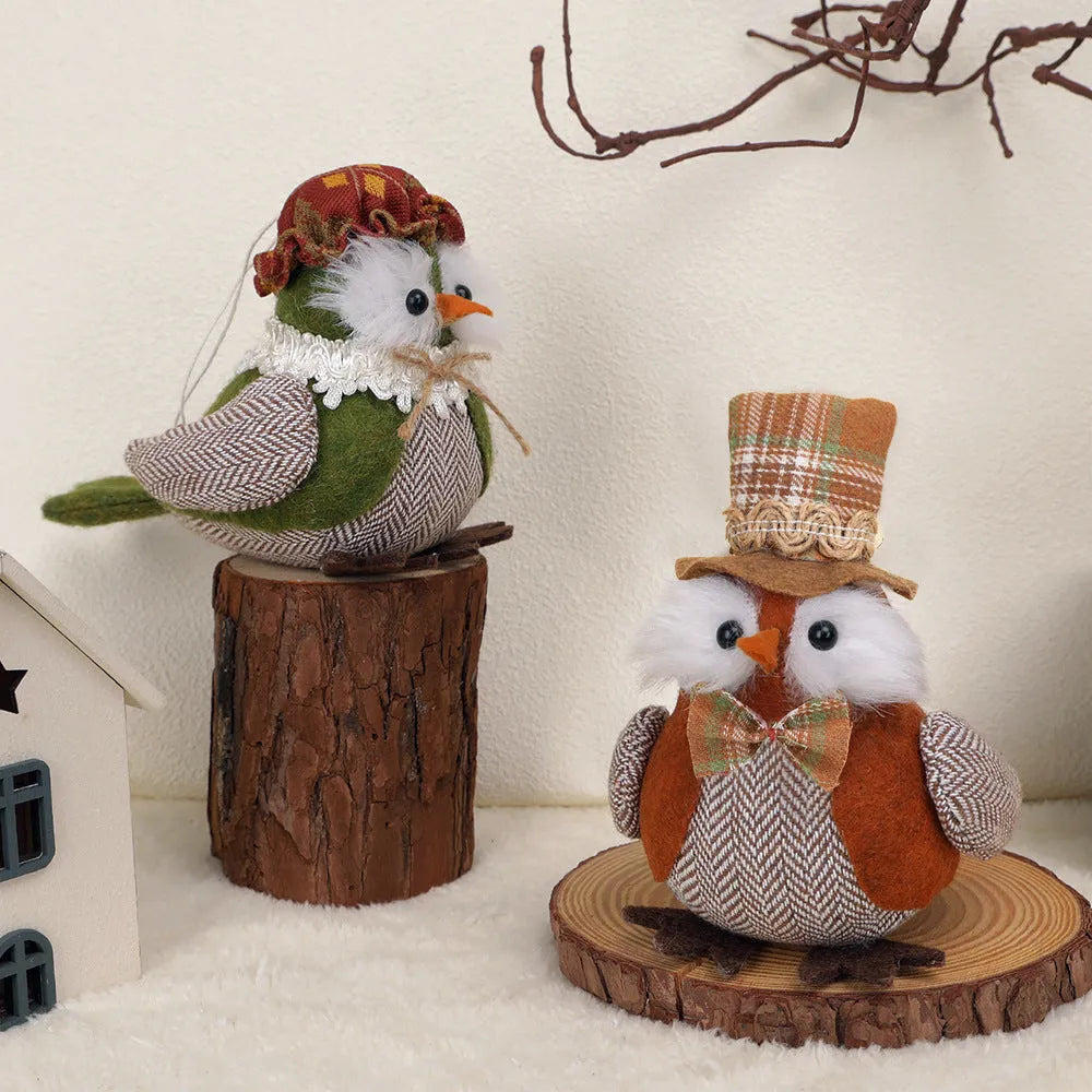 Thanksgiving owl harvest bird pendant ornament in orange and green colours