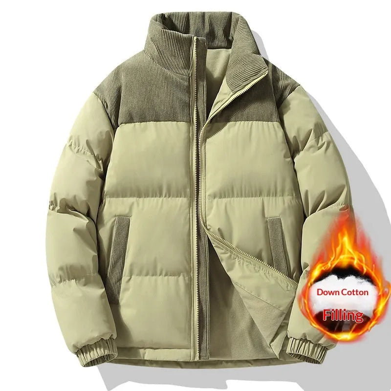 Unisex winter stand-collar padded coat in solid colour with side seam pockets, polyester material, available in multiple colours