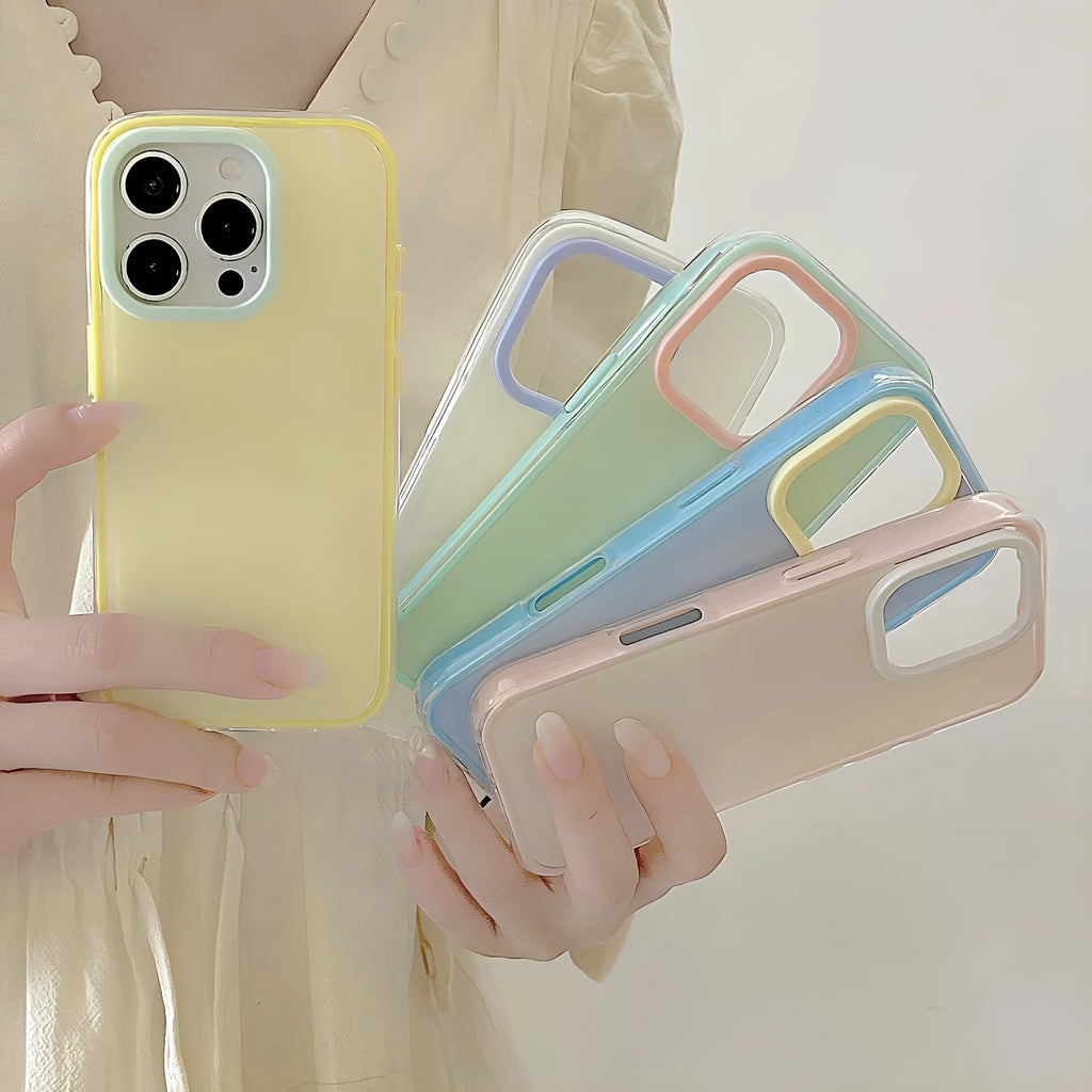 Simple solid colour jelly TPU phone case for iPhone 11 to 16 Pro Max in blue