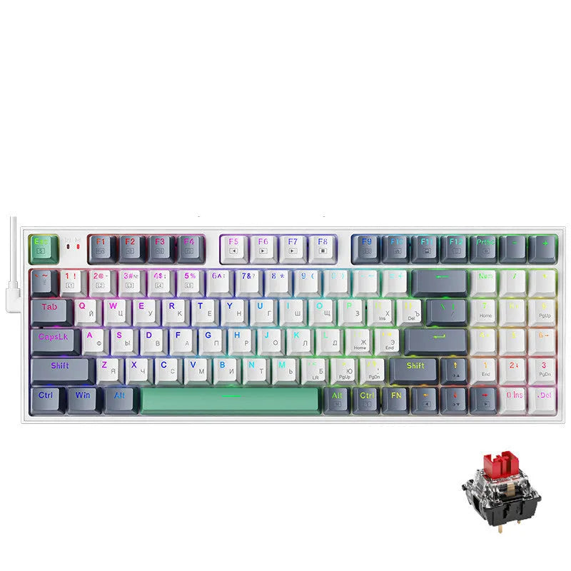 K500 94-key hot swap wired mechanical keyboard with RGB backlight and 90% layout in black