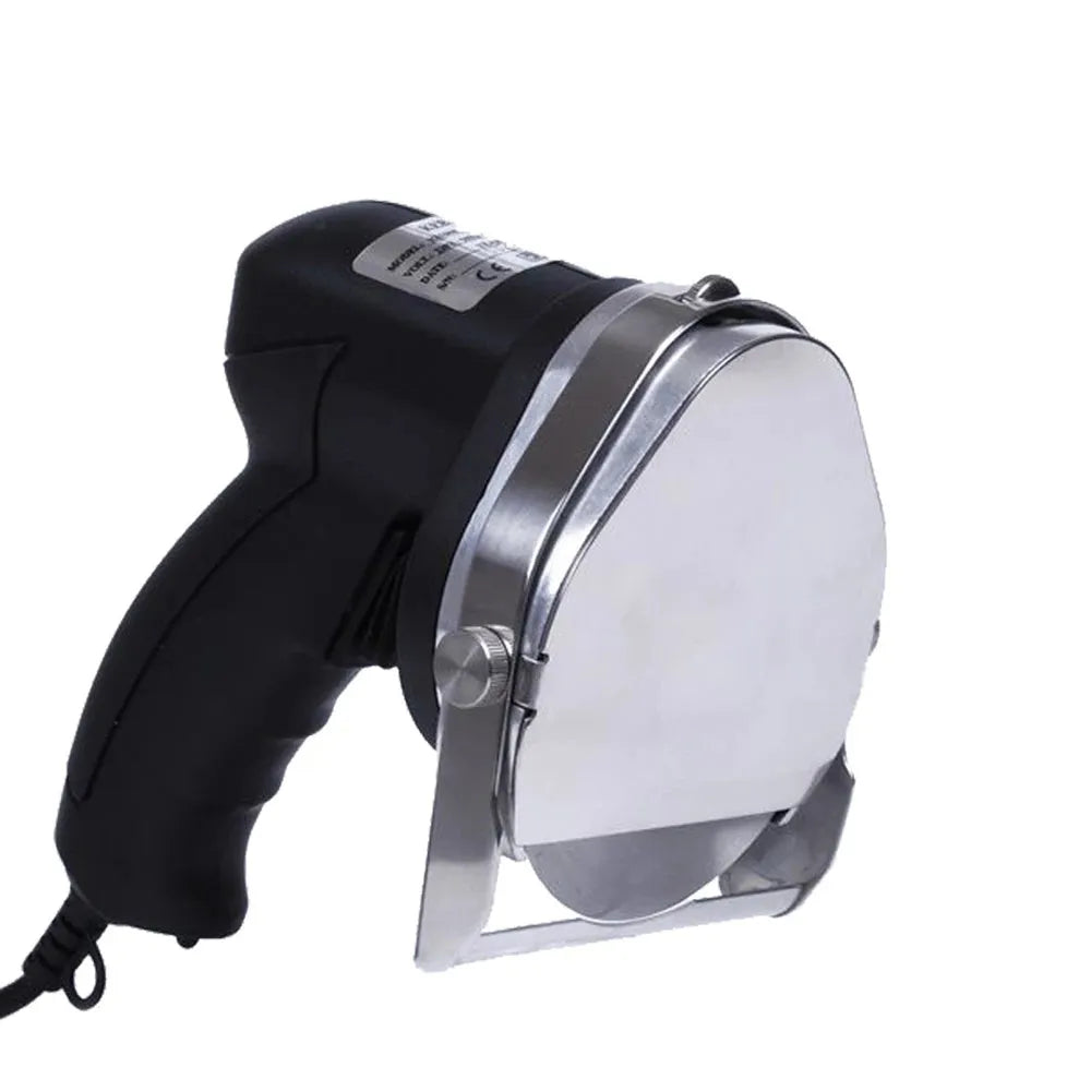 KS-100E black electric meat cleaver with stainless steel blade, dimensions 150x200x270mm, for cutting meat for barbecue machines.