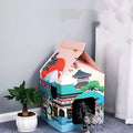 Foldable corrugated paper cat scratching board in Nagoya design colour serving as multi-purpose cat nest