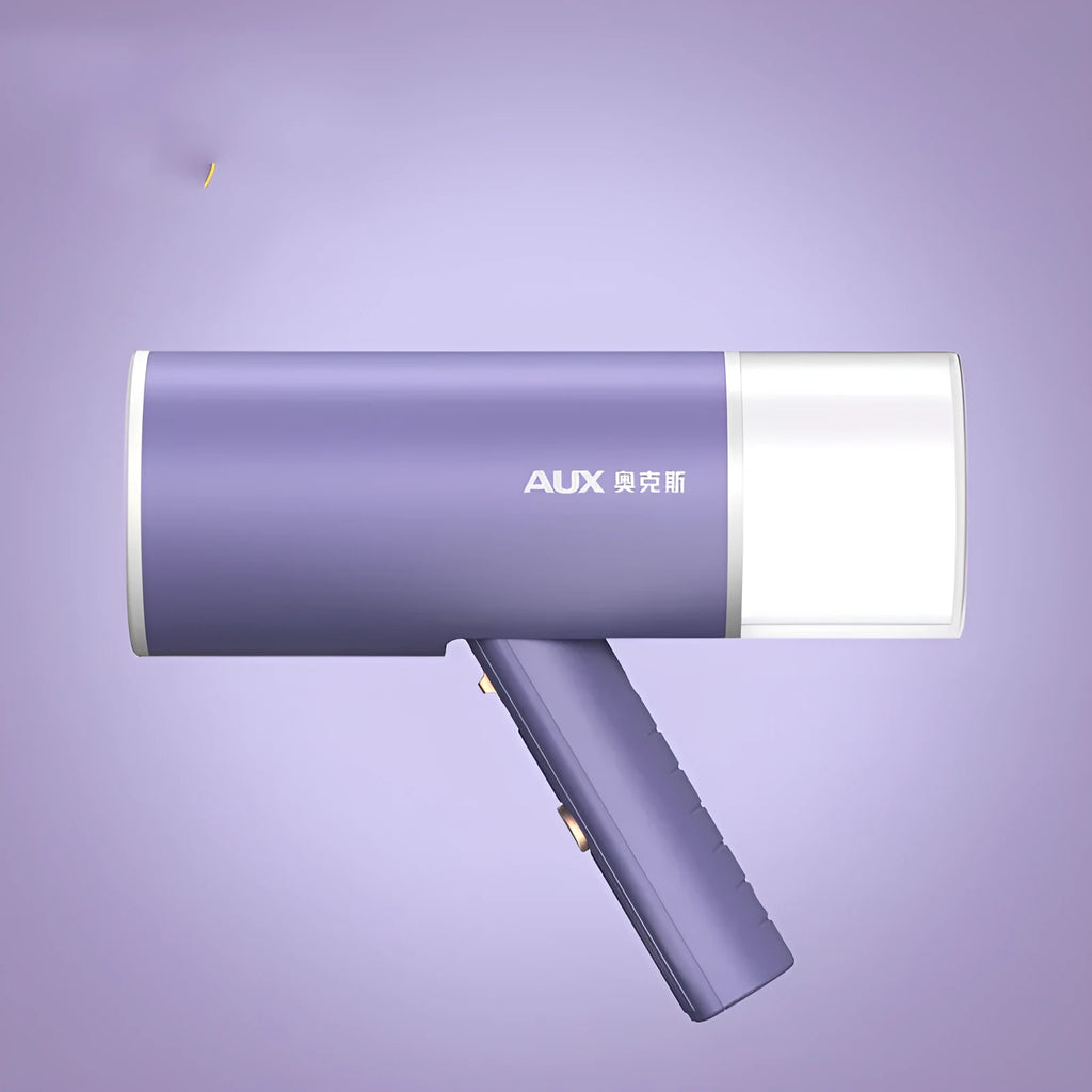 Portable handheld garment steamer in grey lotus root purple colour with foldable design