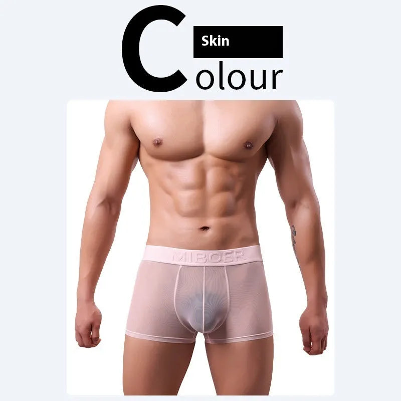Men's thin invisible breathable boxer shorts in multiple colours with quick-dry polyester fabric