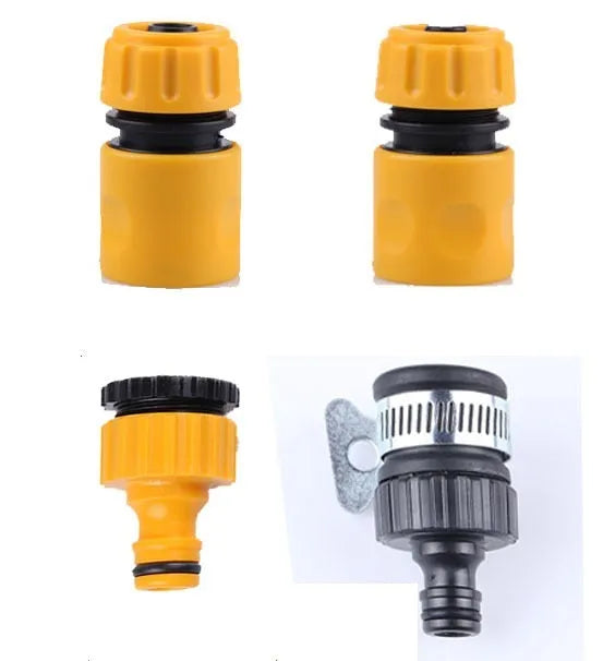 Green high-pressure foam spray gun with adjustable nozzle and attached water hose for car and garden cleaning.