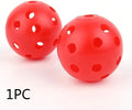 Multi-colour 42mm golf practice balls with 26-hole design in a net pocket.