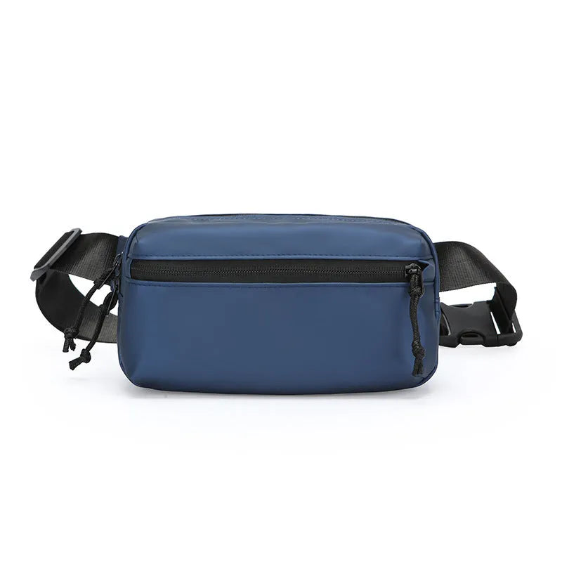 Men's waterproof Oxford cloth crossbody bag available in black, grey, blue, and khaki.