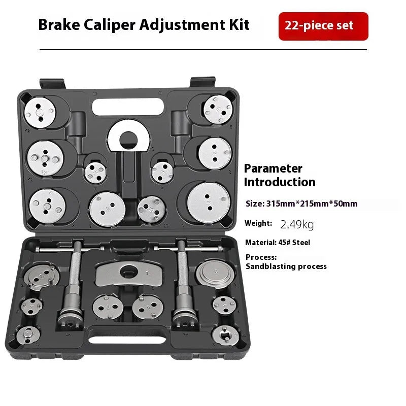 Carbon steel brake cylinder return tool set for brake pad disassembly and caliper piston replacement