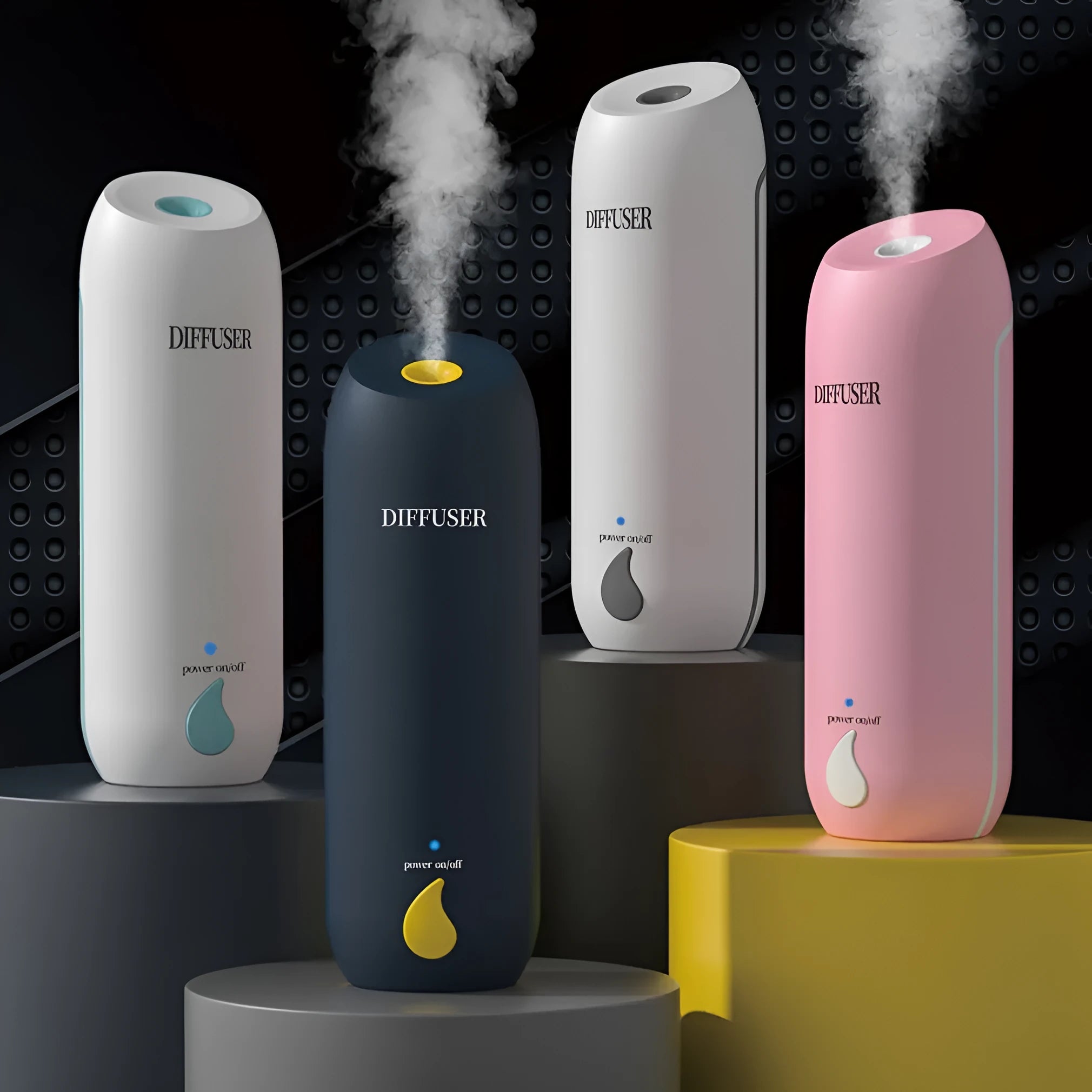 50ml columnar automatic spray aromatherapy diffuser with rechargeable battery and wall-mount option in green